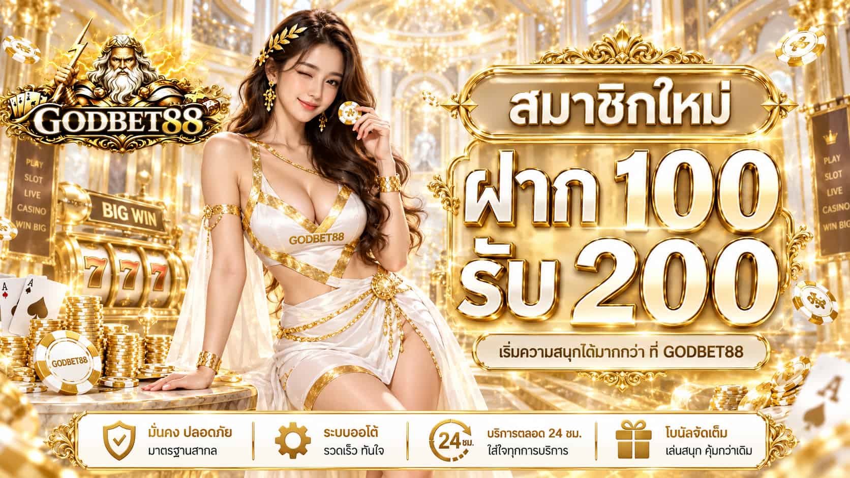 GODBET88 เดิมพันระดับเทพ คาสิโนเว็บตรงคุณภาพ ฝากถอนง่าย